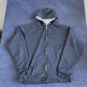 Vintage 90s Muleskins Hoodie Mens XL Black Thermal Lined Full Zip USA Sweatshirt